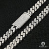 Bracelet à Diamants en Or 10K | Bracelet Homme 12mm Bracelet Cuban Prong Big Box Lock 8.5’’ / Or Blanc