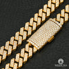Bracelet à Diamants en Or 10K | Bracelet Homme 12mm Bracelet Cuban Prong Big Box Lock 8.5’’ / Or Jaune