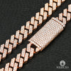 Bracelet à Diamants en Or 10K | Bracelet Homme 12mm Bracelet Cuban Prong Big Box Lock 8.5’’ / Or Rose