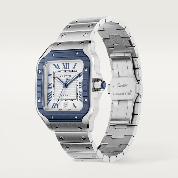 Montre Cartier | Montre Homme 40mm Cartier Santos 100 XL - Blue Bezel Stainless