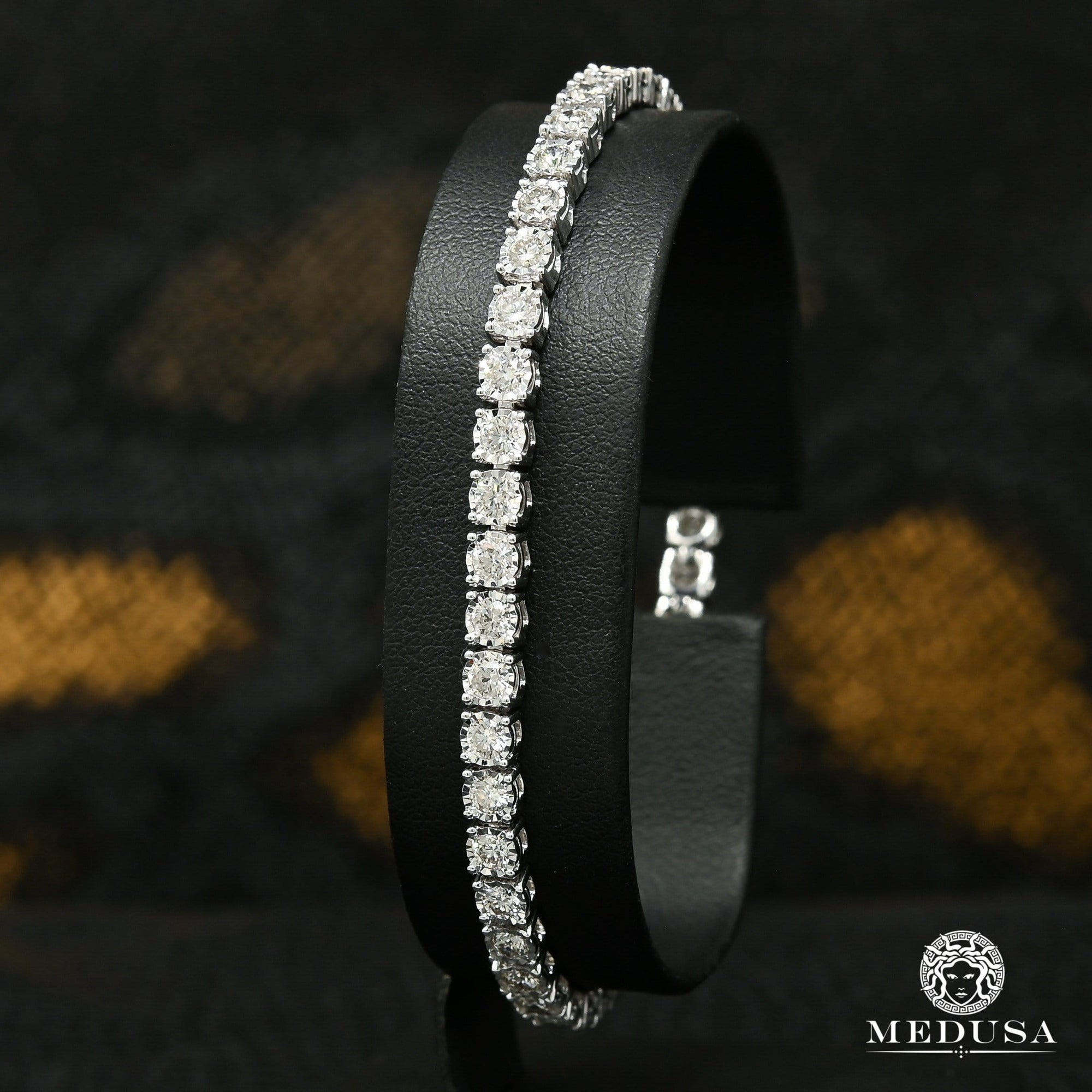 Bracelet à Diamants en Or 10K | Bracelet Homme 4mm Tennis Invisible Or Blanc Diamant Or Blanc