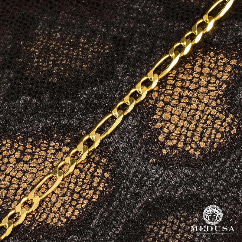 Bracelet en Or 10K | Bracelet Homme 6mm Bracelet Figaro Solid