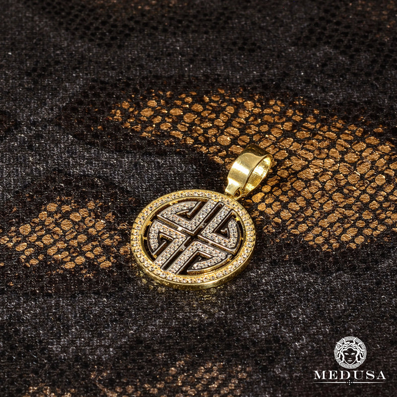 Pendentif en Or 10K | Médaillon Aegis F3 Or 2 Tons
