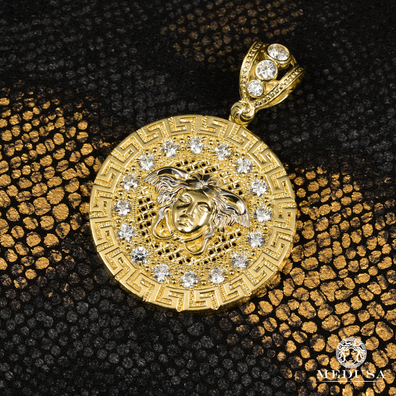 Pendentif en Or 10K | Médaillon Artémis F8 25mm / Or 2 Tons