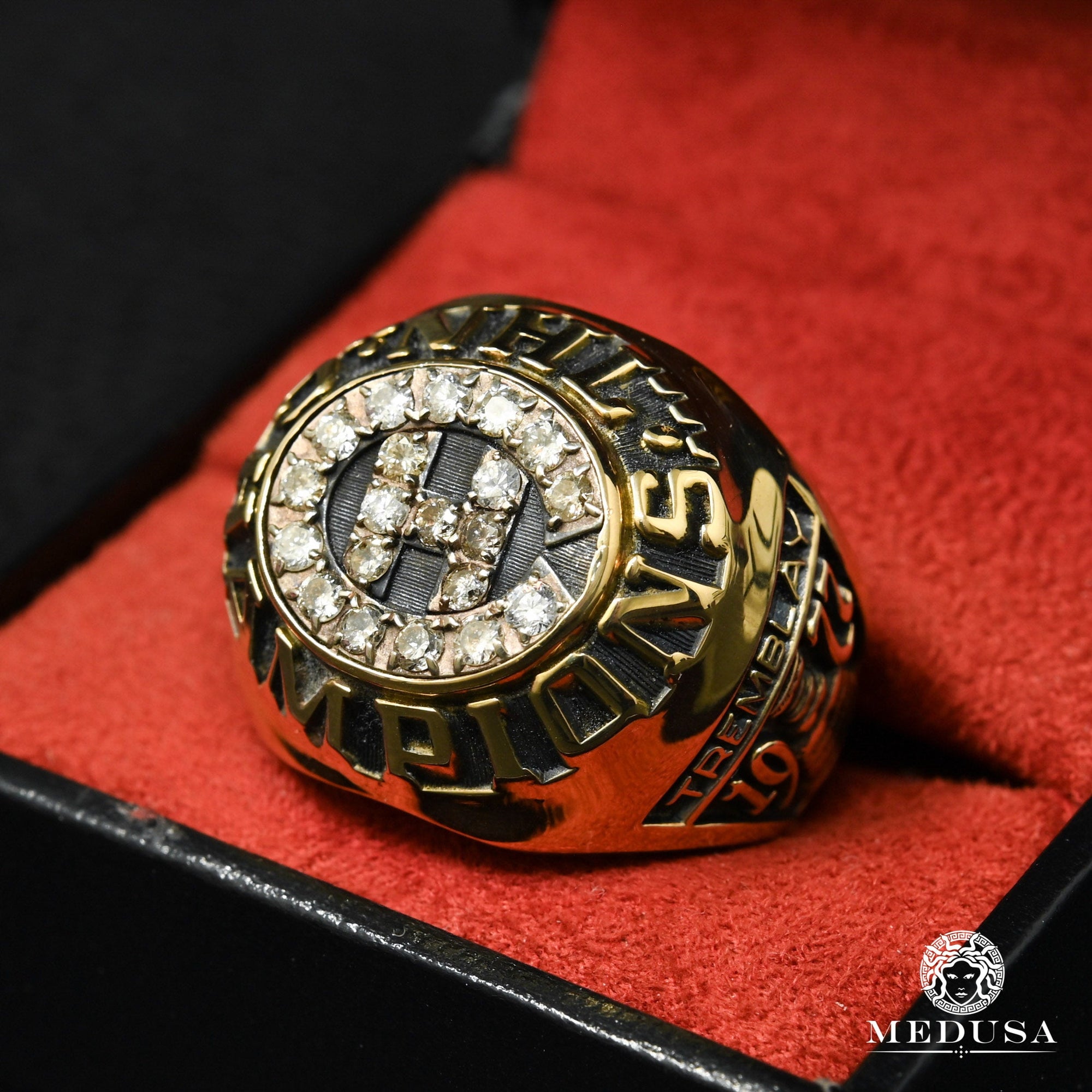 Bague à Diamants en Or 14K | Bague Homme Bagues de la Coupe Stanley des Canadiens de Montréal Année - 1976 1977 1978 Or Jaune