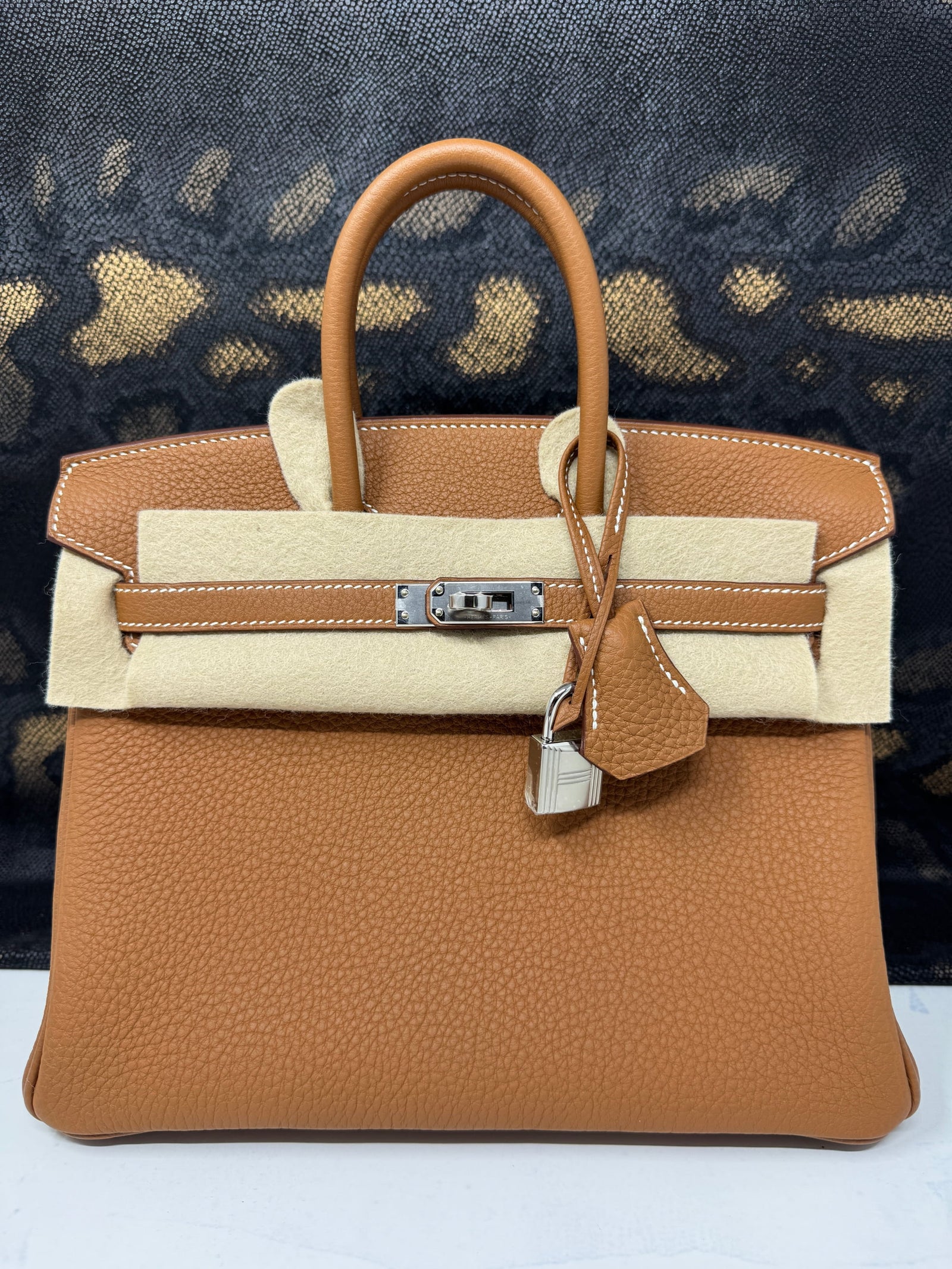 Birkin 25 Togo Gold Leather Palladium Hardware