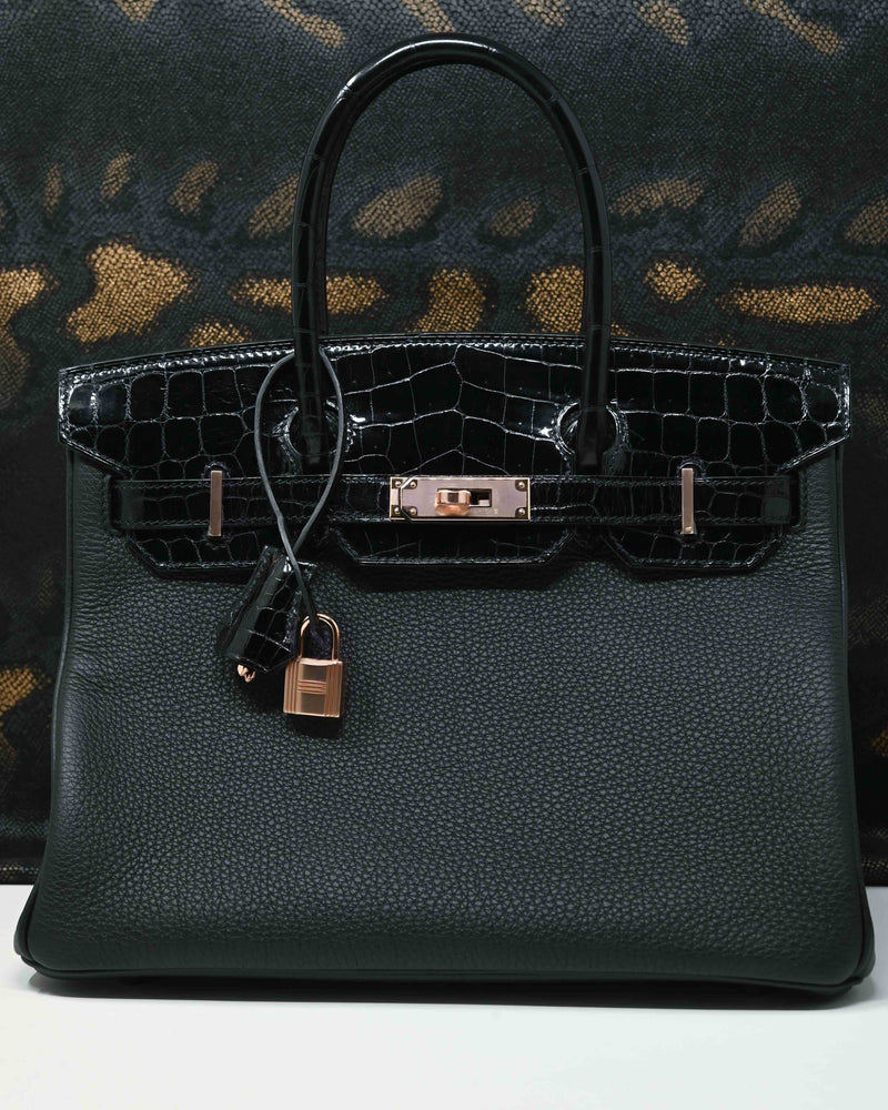 Hermès | Sacs à Main Birkin 30 Crocodile Black Rose Gold Hardware - BRAND NEW