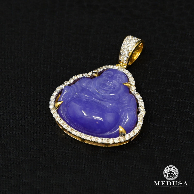 Pendentif à Diamants en Or 10K | Pendentif Divers Buddha D5 Diamant Mauve / Or Jaune
