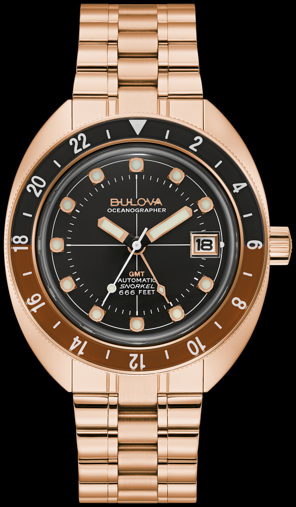 Montre Bulova | Montre Homme Bulova Oceanographer GMT Automatic - 97B215 Or Rose