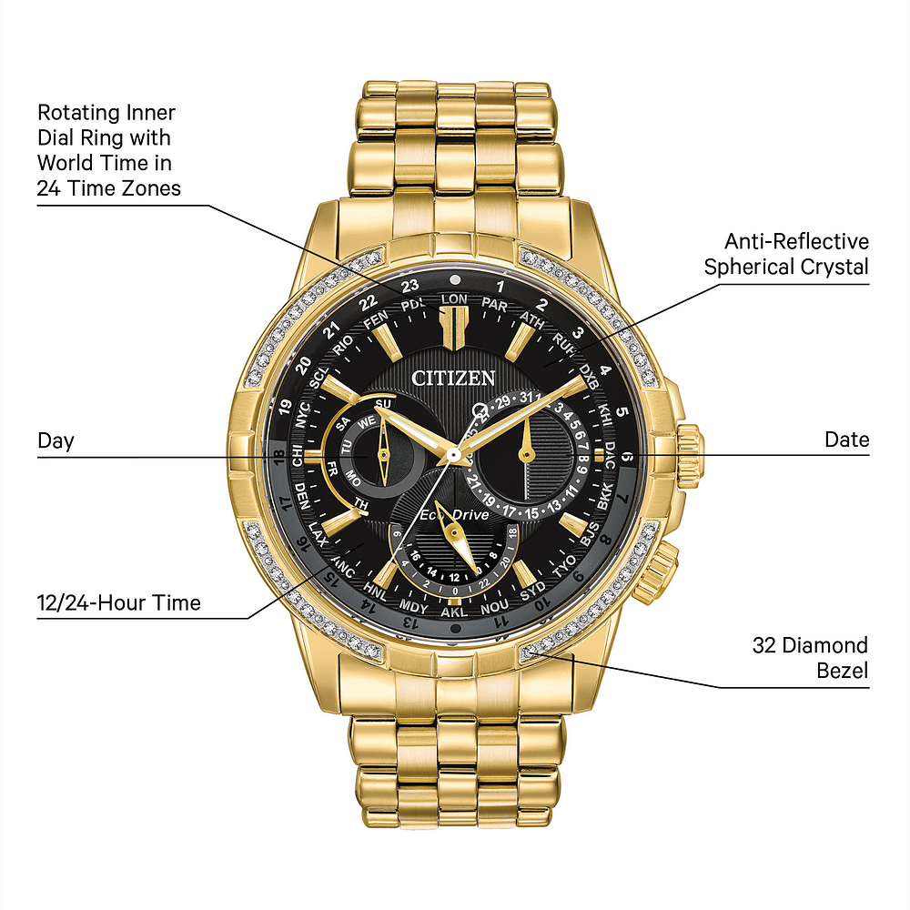 Montre Citizen | Montre Homme Citizen Calendrier BU2082-56E Or Jaune