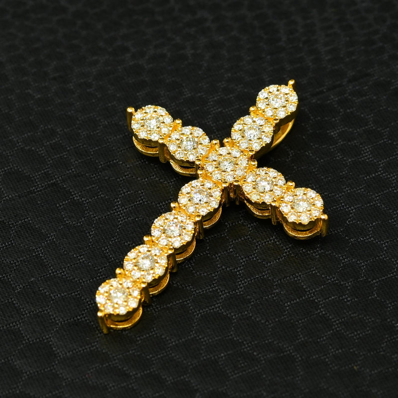 Pendentif à Diamants en Or 14K | Pendentif Croix Crystal D14 Diamant 45MM / Or Jaune