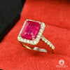 Bague à Diamants en Or 14K | Bague Femme Gemstone D1 Diamant Rubis / Or Jaune
