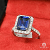 Bague à Diamants en Or 14K | Bague Femme Gemstone D1 Diamant Sapphir / Or Blanc