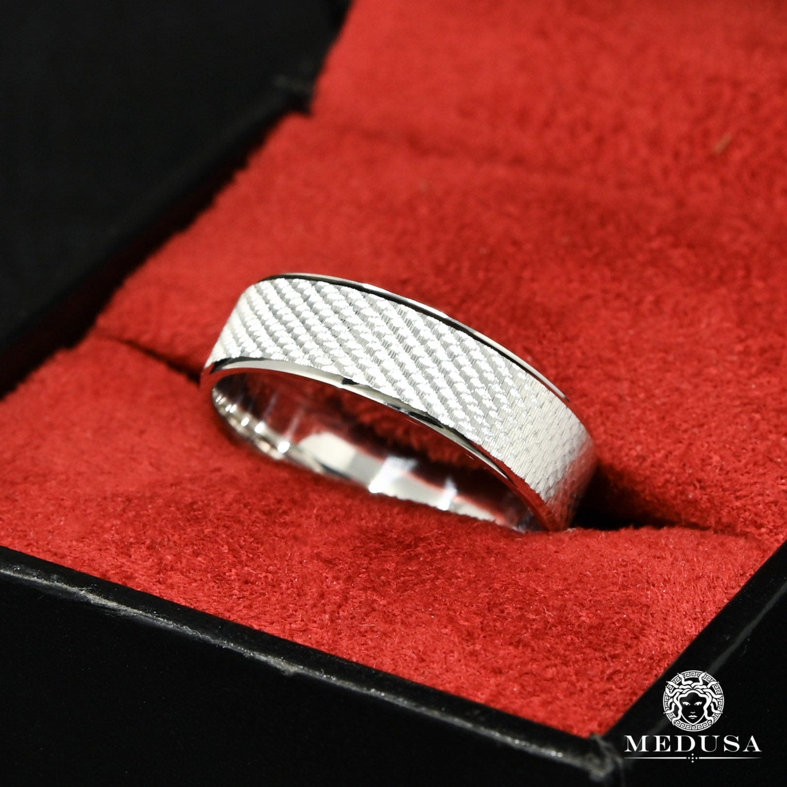 Jonc en Or 10K | Jonc Homme Jonc H18 Or Blanc - MED104