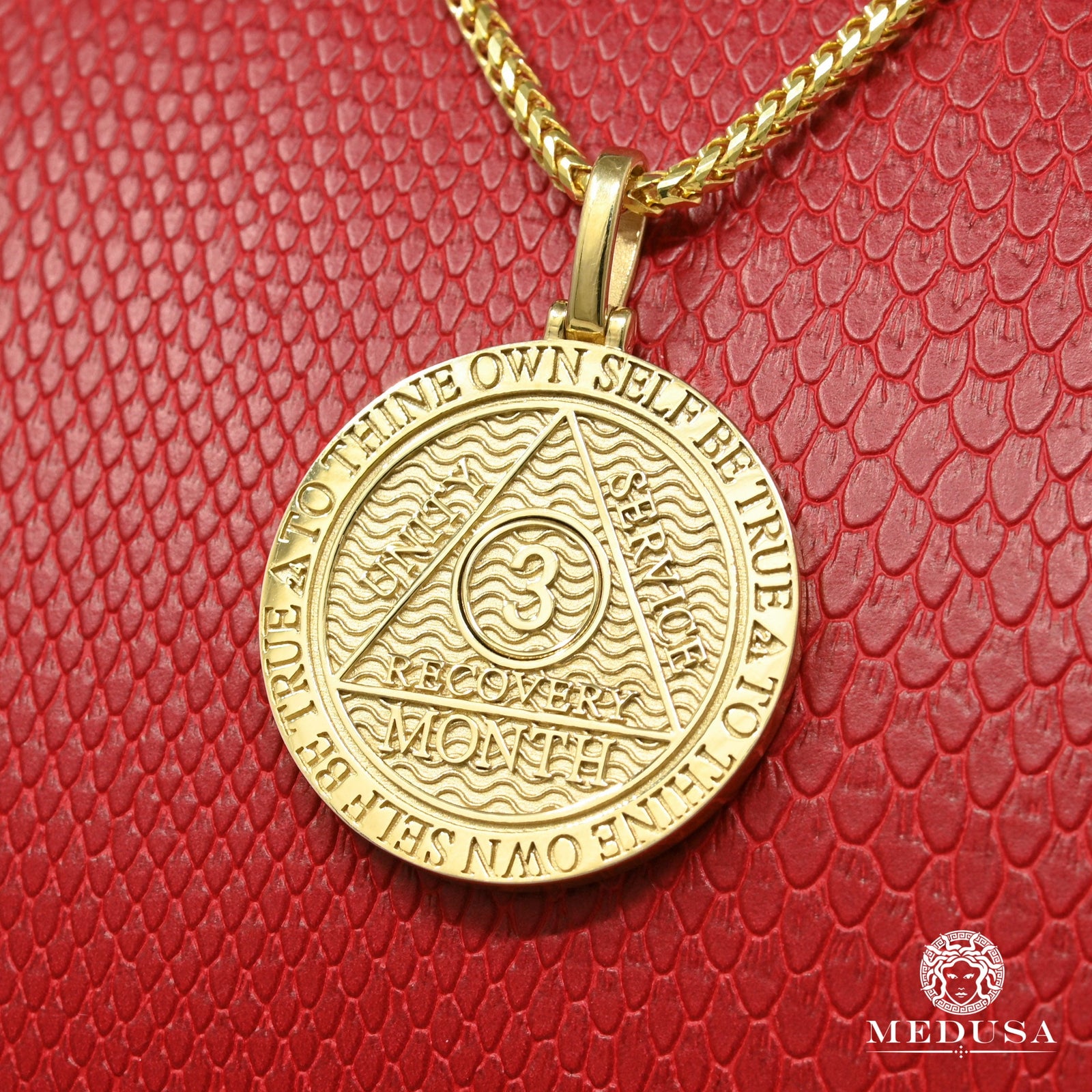 Pendentif en Or 10K | Bijoux Custom Pendentif Jeton de Recovery Or Jaune