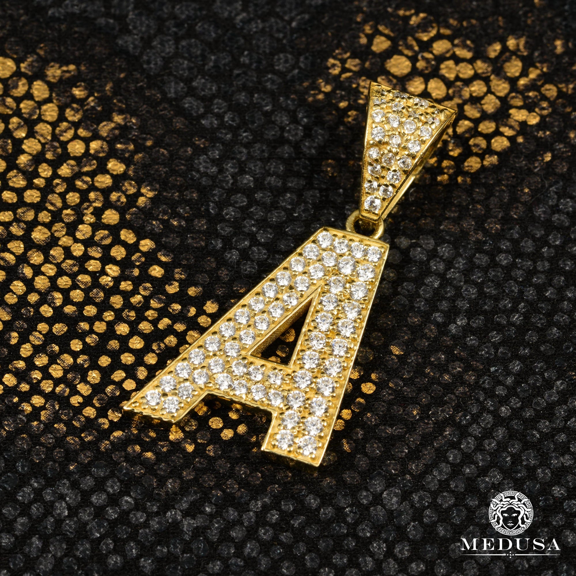 Pendentif en Or Custom | Bijoux Custom Pendentif Lettre [A à Z] Sur Mesure Zircon / Or Jaune