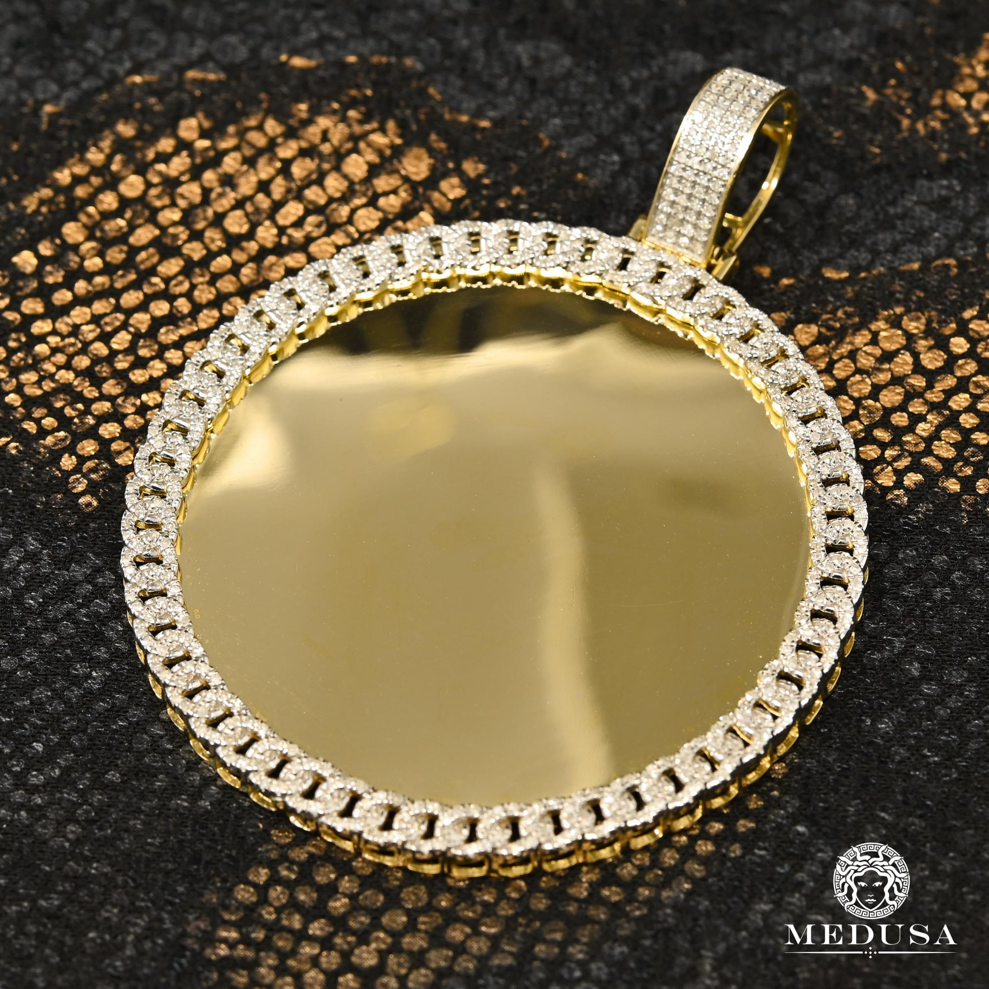 Pendentif à Diamants en Or 10K | Pendentif Photo Pendentif Photo D3 Cuban 31mm / Or Jaune