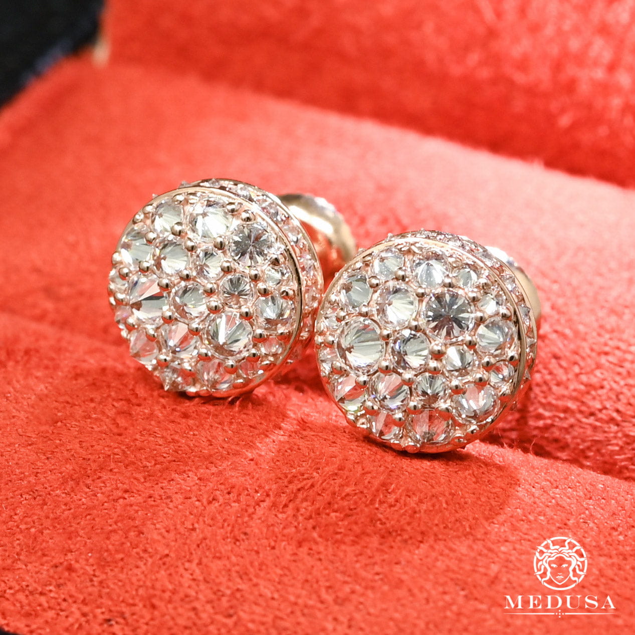 Studs Diamants en Or 10K | Boucles d’Oreilles Studs D29 - Upside Down Diamant Or Rose