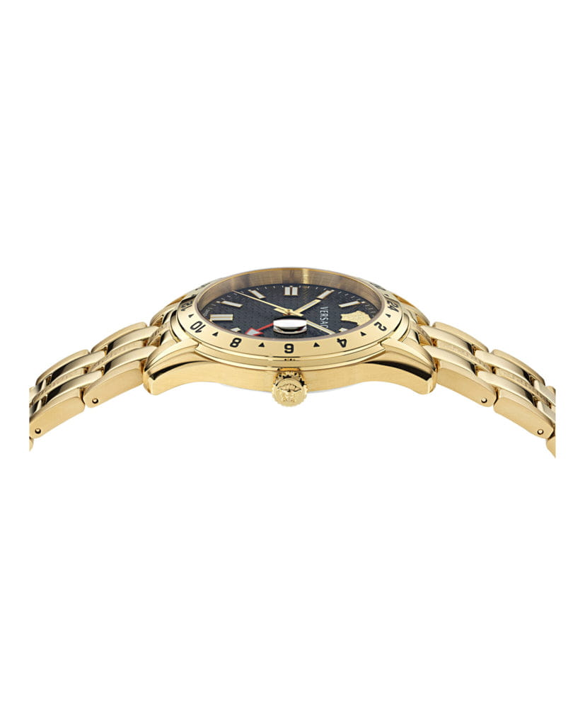 Montre Versace | Montre Homme Versace Greca Time GMT - VE7C00723 Or Jaune