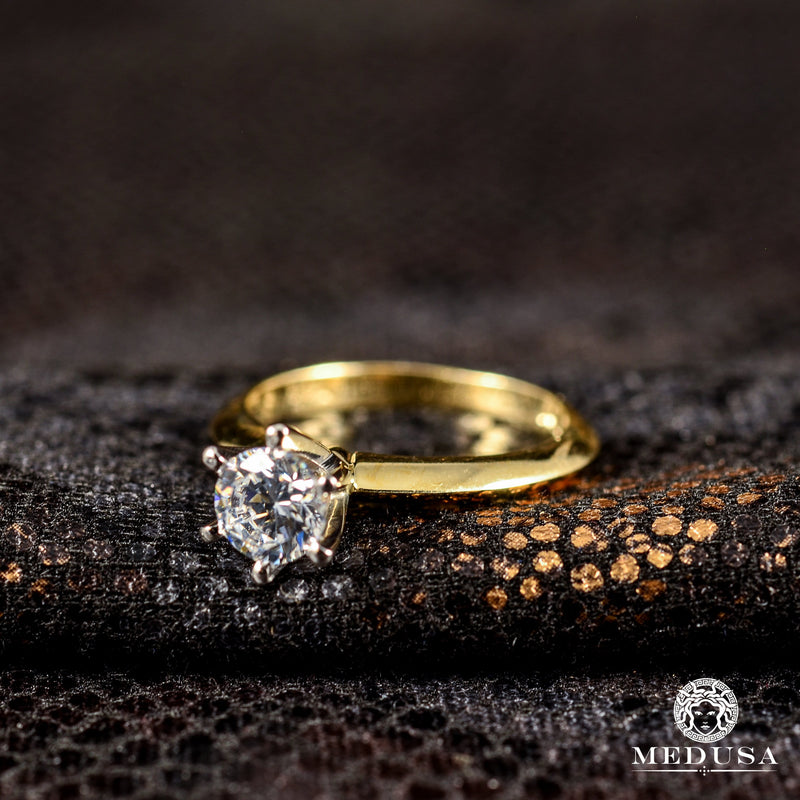 Bague en Or 10K | Bague Femme Zirconia F7 Or Jaune