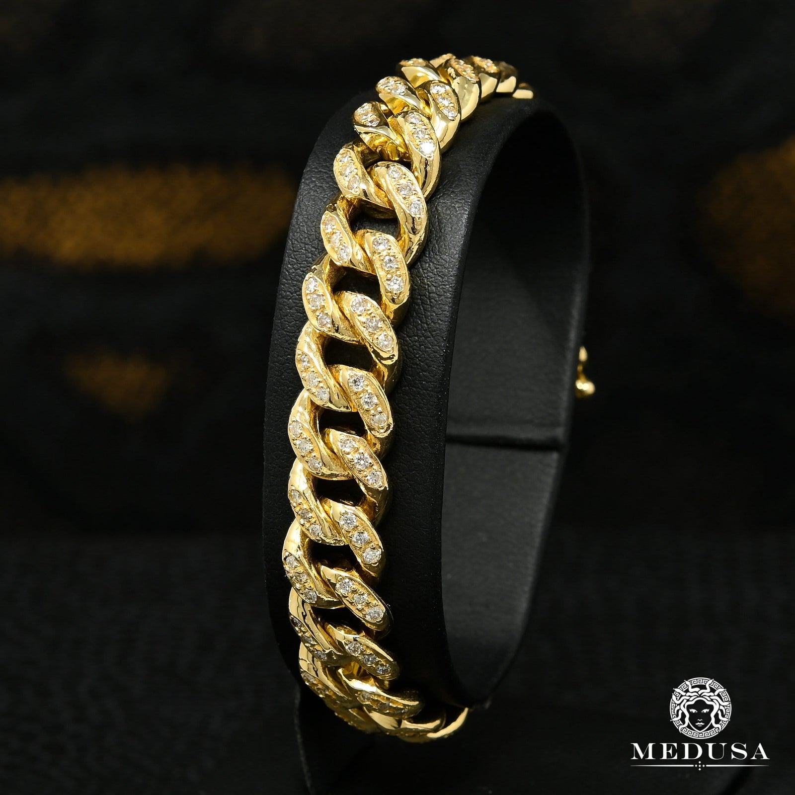 Bracelet à Diamants en Or 10K | Bracelet Homme 10mm Bracelet Cuban Link Diamant 7’’ / Or Jaune