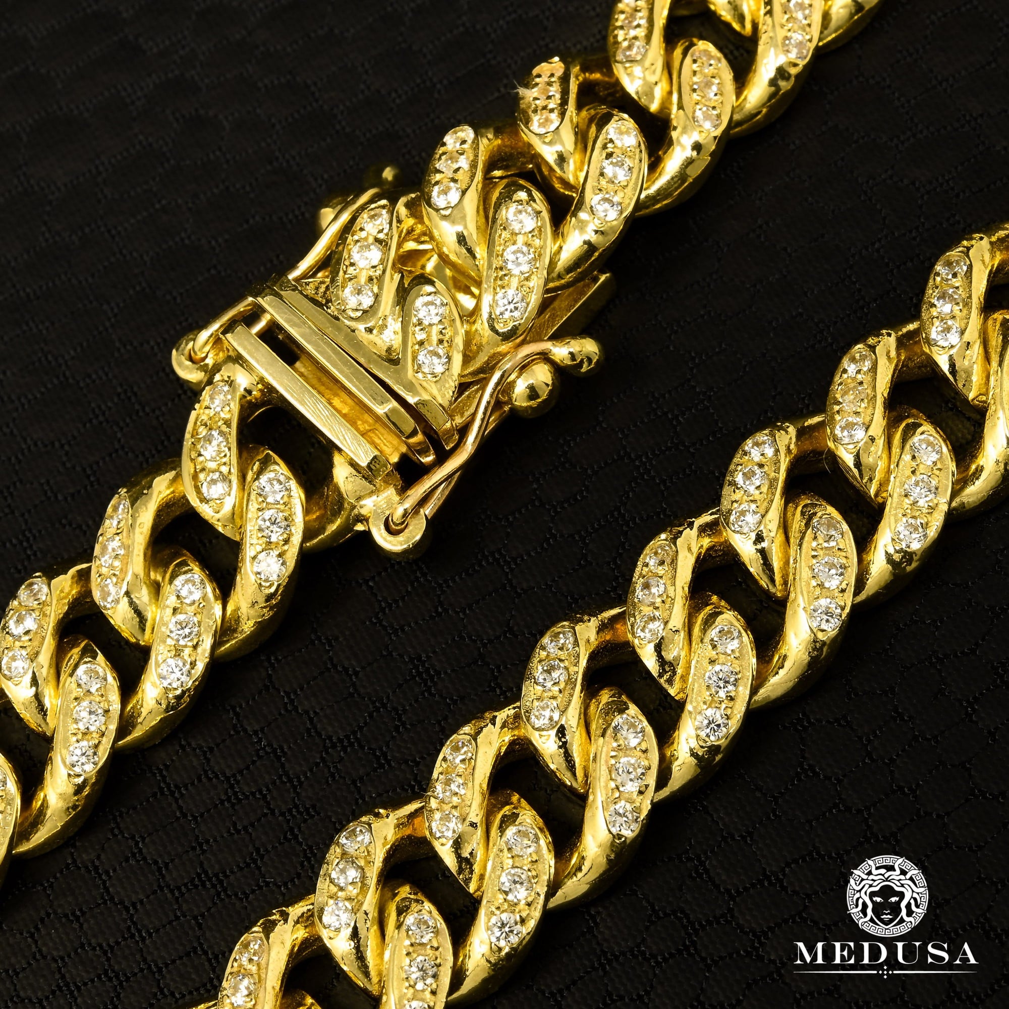 Bracelet à Diamants en Or 10K | Bracelet Homme 10mm Bracelet Cuban Link Diamant