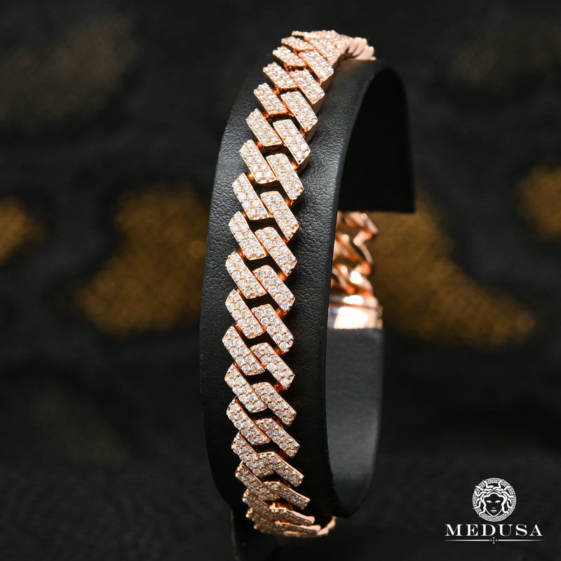 Bracelet à Diamants en Or 10K | Bracelet Homme 10mm Bracelet Cuban Prong Big Box Lock