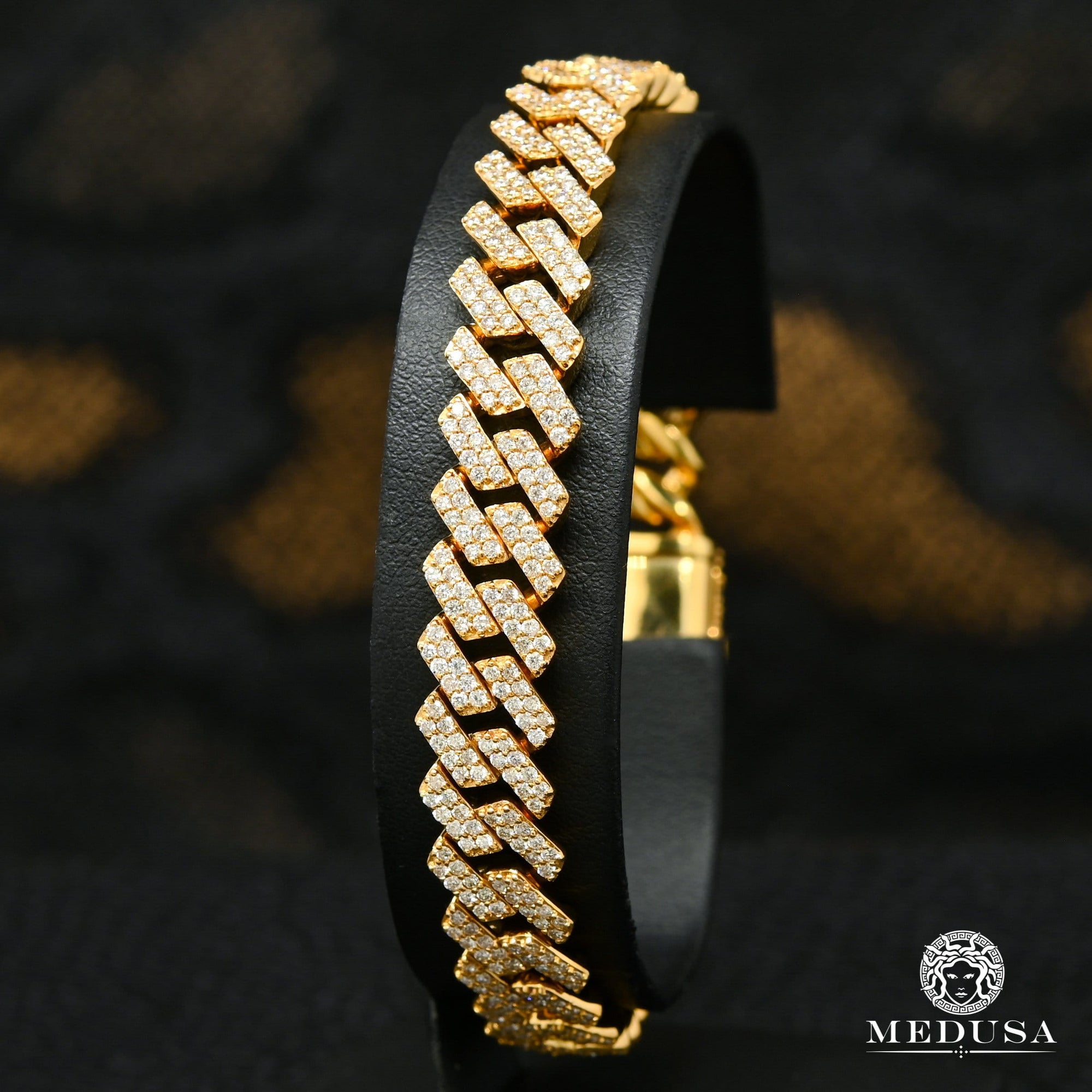 Bracelet à Diamants en Or 10K | Bracelet Homme 10mm Bracelet Cuban Prong Big Box-Lock