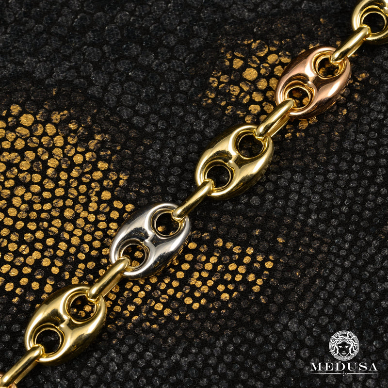 Bracelet en Or 10K | Bracelet Homme 10mm Bracelet Gucci Puff 3 Tons