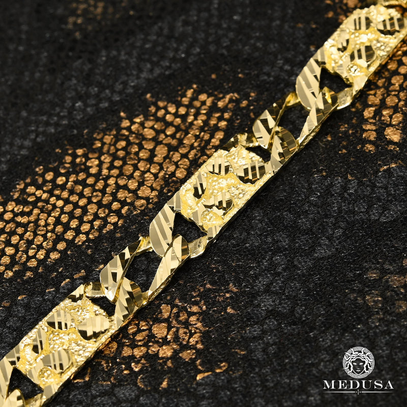 Bracelet en Or 10K | Bracelet Homme 10mm Bracelet Meshy M Nugget