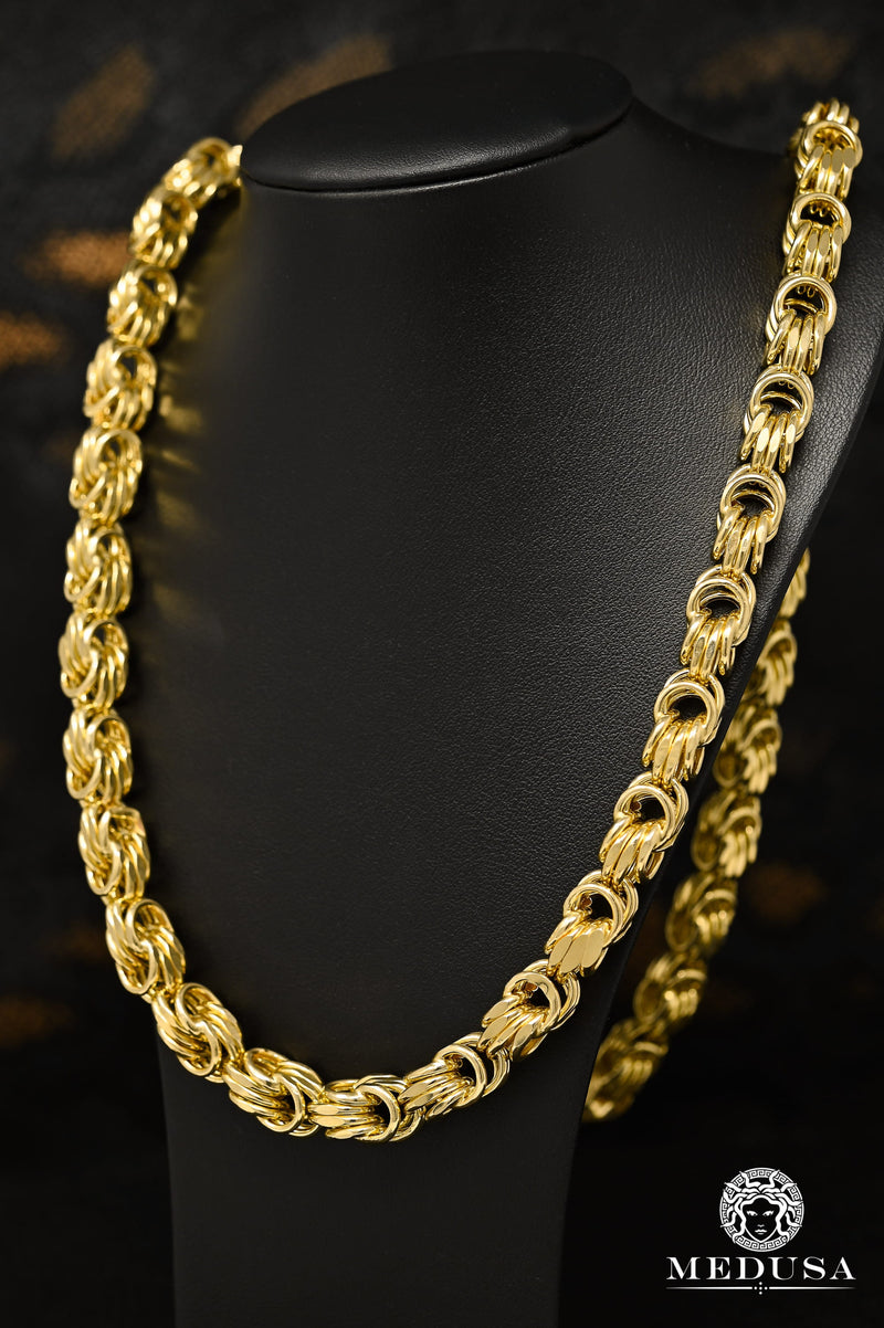 Chaîne en Or 10K | Chaîne 10mm Byzantine Fancy