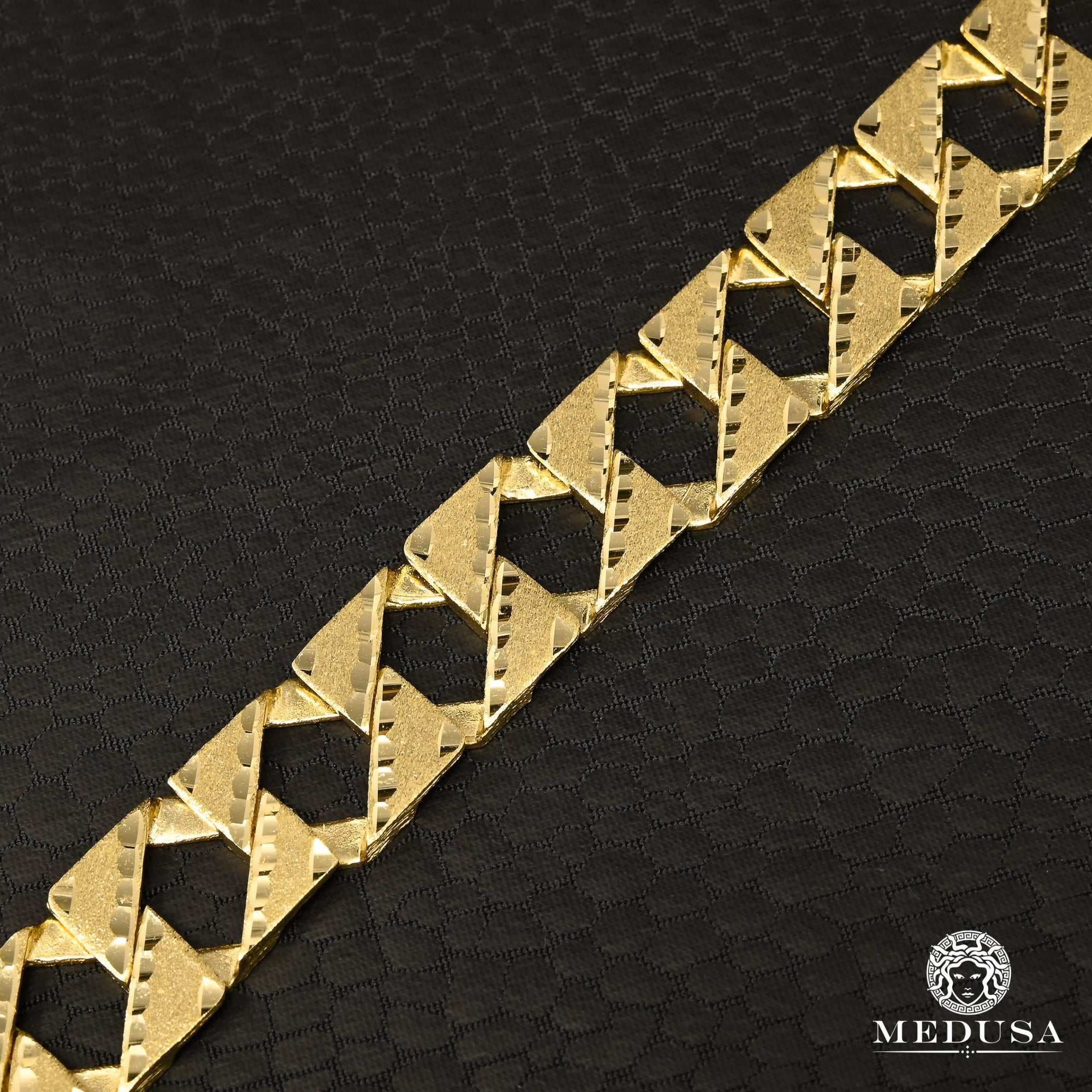 Bracelet en Or 10K | Bracelet Homme 12mm Bracelet Meshy M-CBE