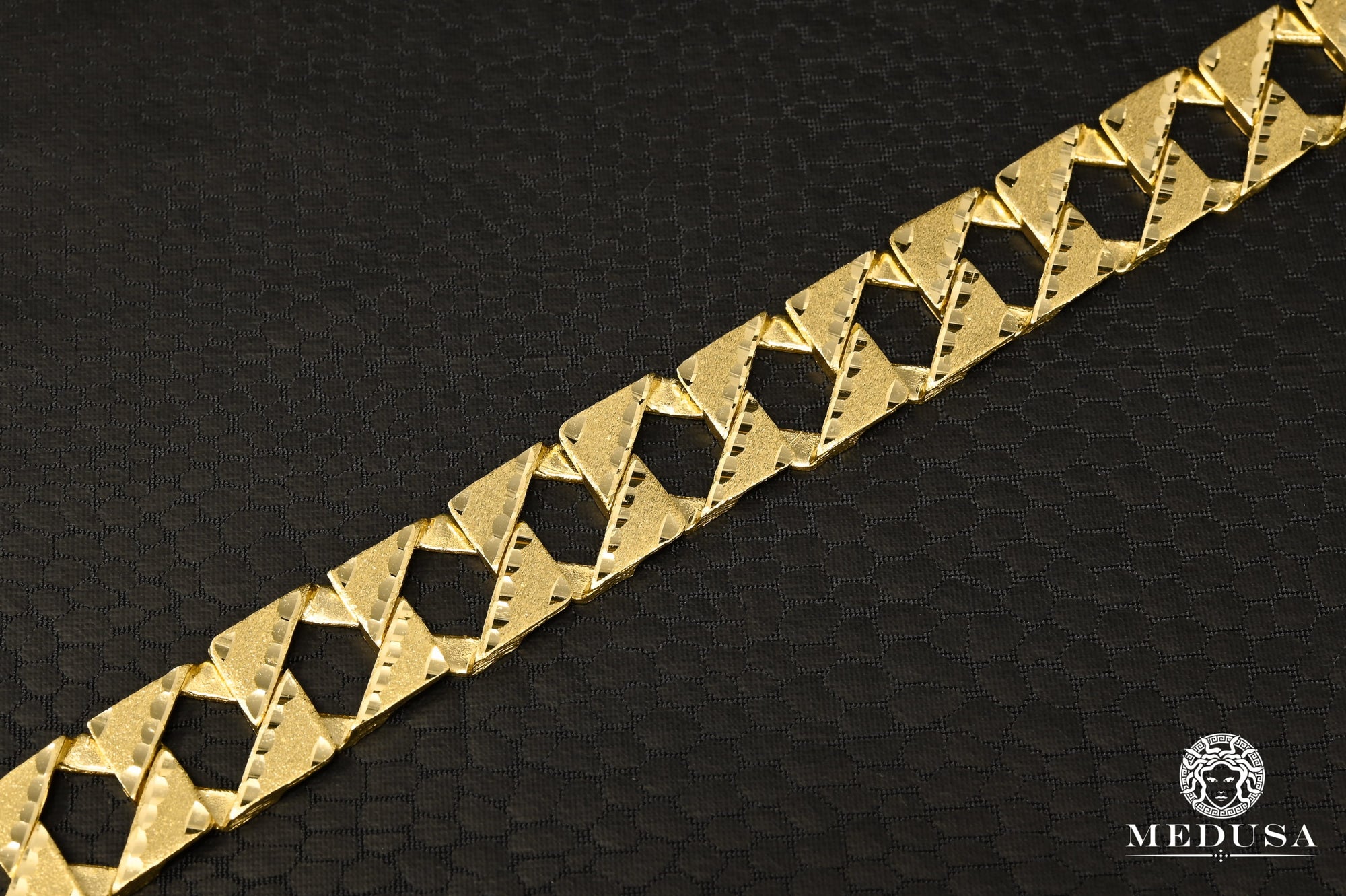 Bracelet en Or 10K | Bracelet Homme 12mm Bracelet Meshy M-CBE