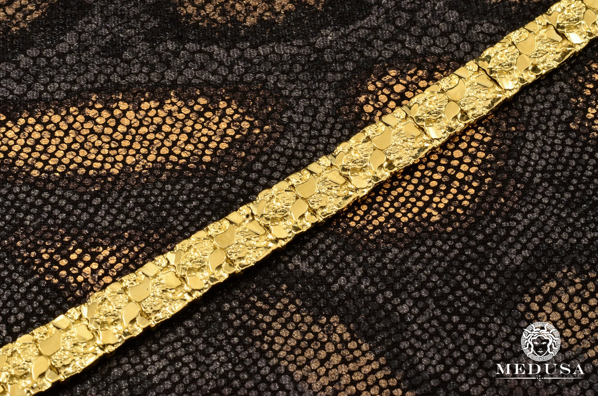 Bracelet en Or 10K | Bracelet Homme 12mm Bracelet Nugget 8.5’’ / Or Jaune