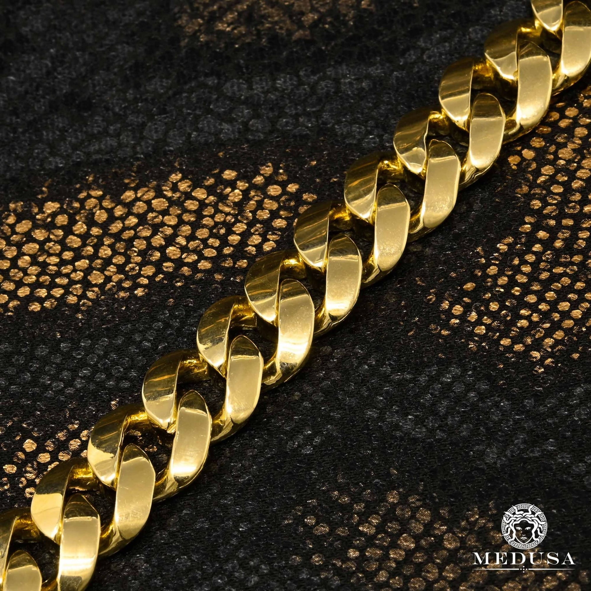 Bracelet en Or 10K | Bracelet Homme 13.5mm Bracelet Cuban Solid