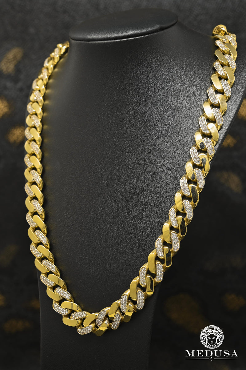 Chaîne en Or 10K | Chaîne 14mm Cuban Link Semi CZ
