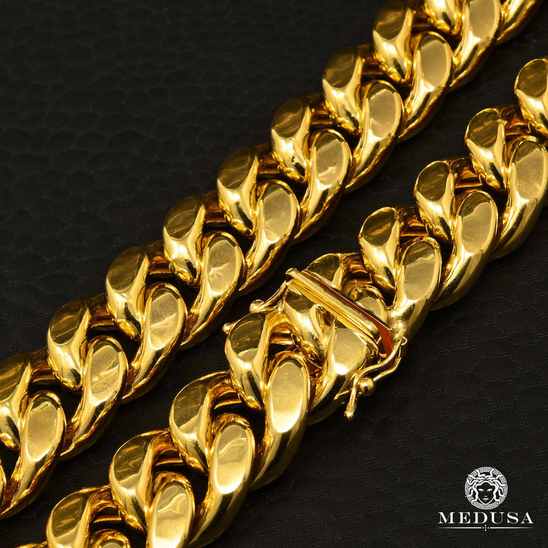Bracelet en Or 10K | Bracelet Homme 15mm Bracelet Cuban Link