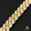 Bracelet à Diamants en Or 10K | Bracelet Homme 17mm Bracelet Cuban Prong Big Box Lock