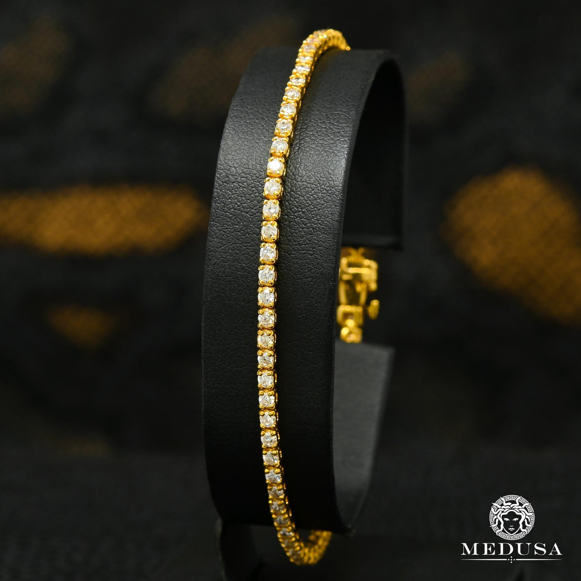 Bracelet à Diamants en Or 14K | Bracelet Homme 2.5mm Tennis Diamant Or Jaune