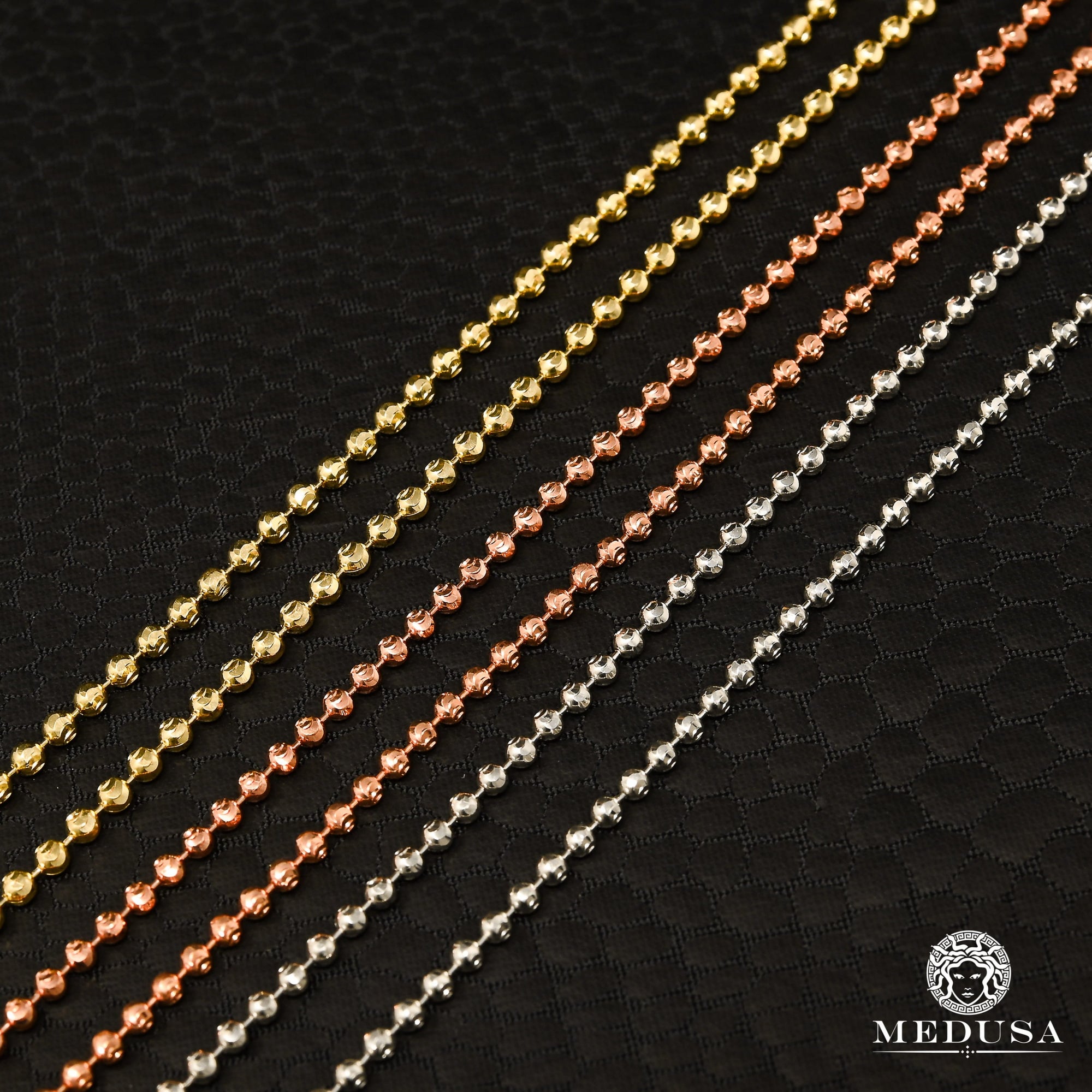 Chaîne en Or 10K | Chaîne 2mm Ball Moon Cut