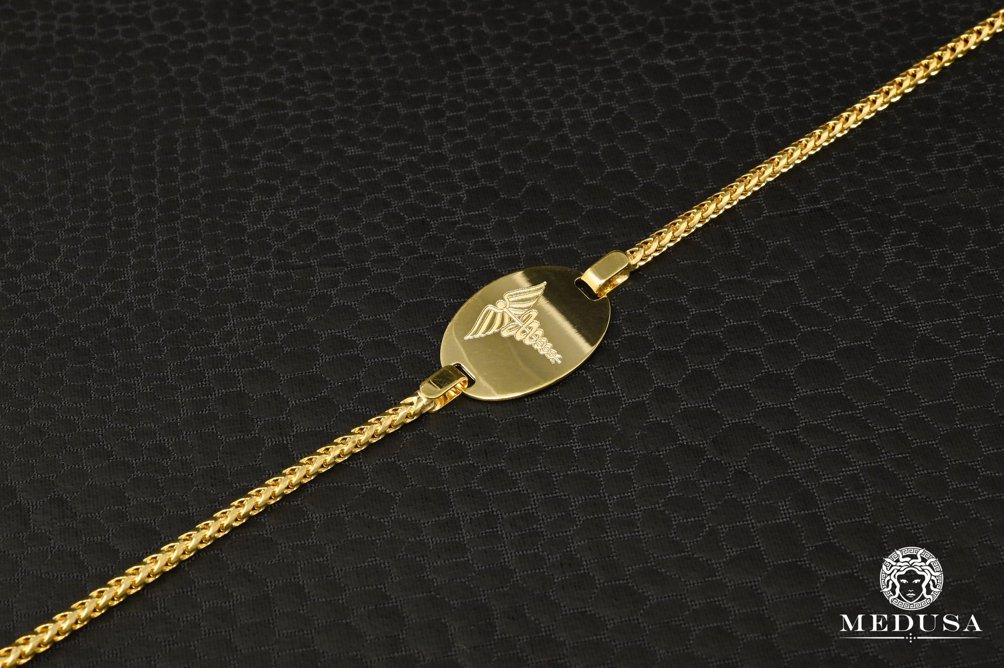 Bracelet en Or 10K | Bracelet Femme 3mm Bracelet Medical Franco Or Jaune