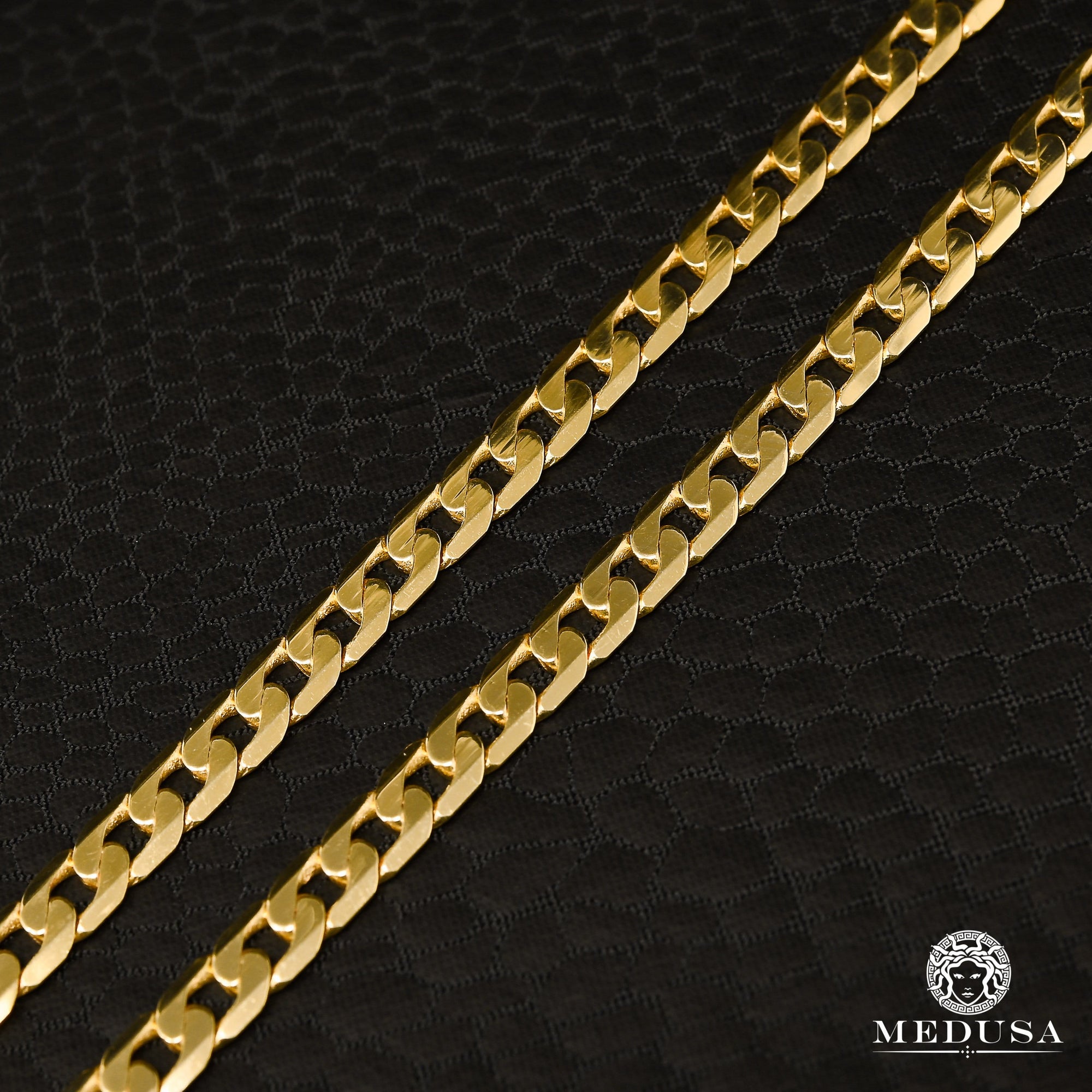 Chaîne en Or 10K | Chaîne Gourmette 4.5mm Curb Square Link