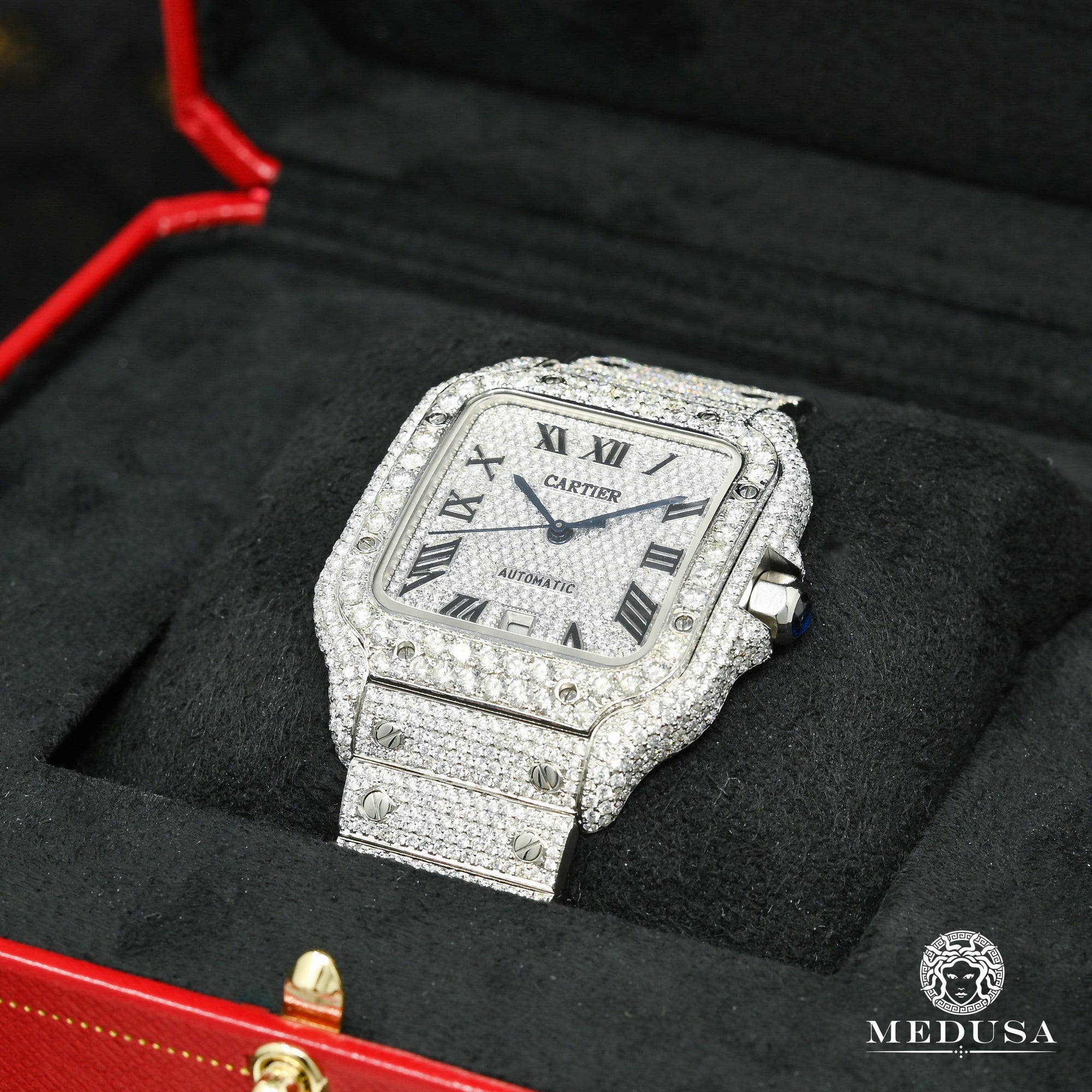 Montre Cartier | Montre Homme 40mm Cartier Santos 100 - Full Dial Iced Stainless