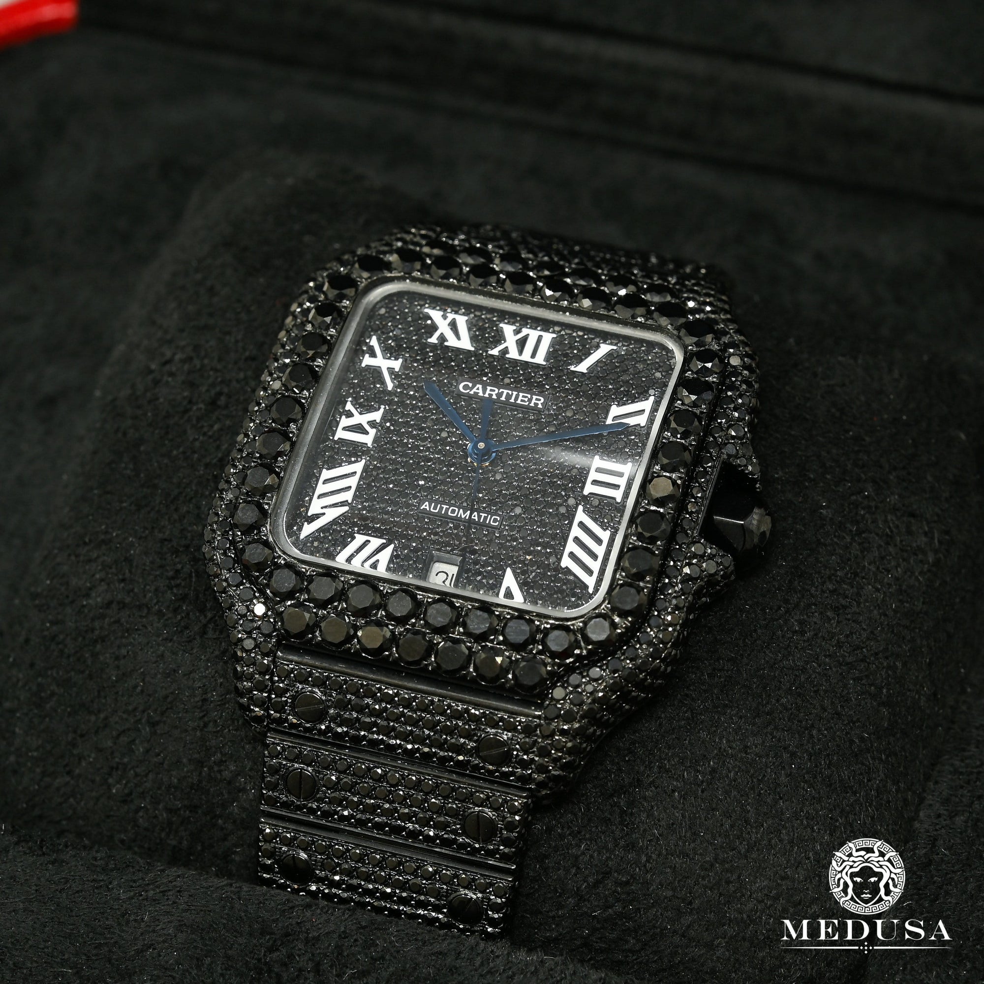 Montre Cartier | Montre Homme 40mm Cartier Santos 100 XL - Black Diamond Or Noir