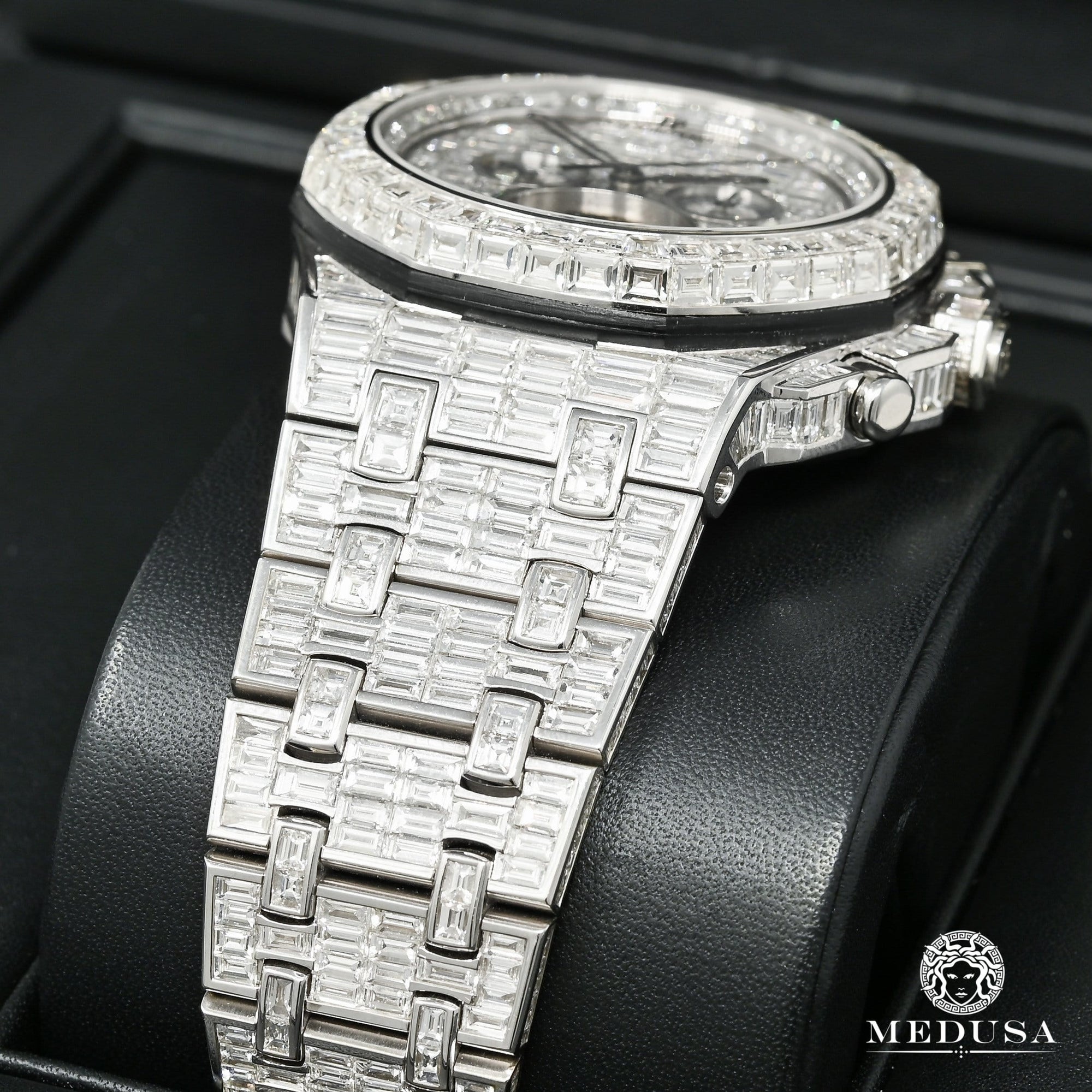 Montre Audemars Piguet | Montre Homme 42mm Audemars Piguet Offshore Tourbillon - Full Iced Emerald Cut Or Blanc