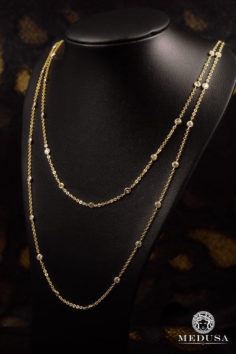 Chaîne en Or 10K | Chaîne 4mm Rollo Stone 30’’ / Or Jaune