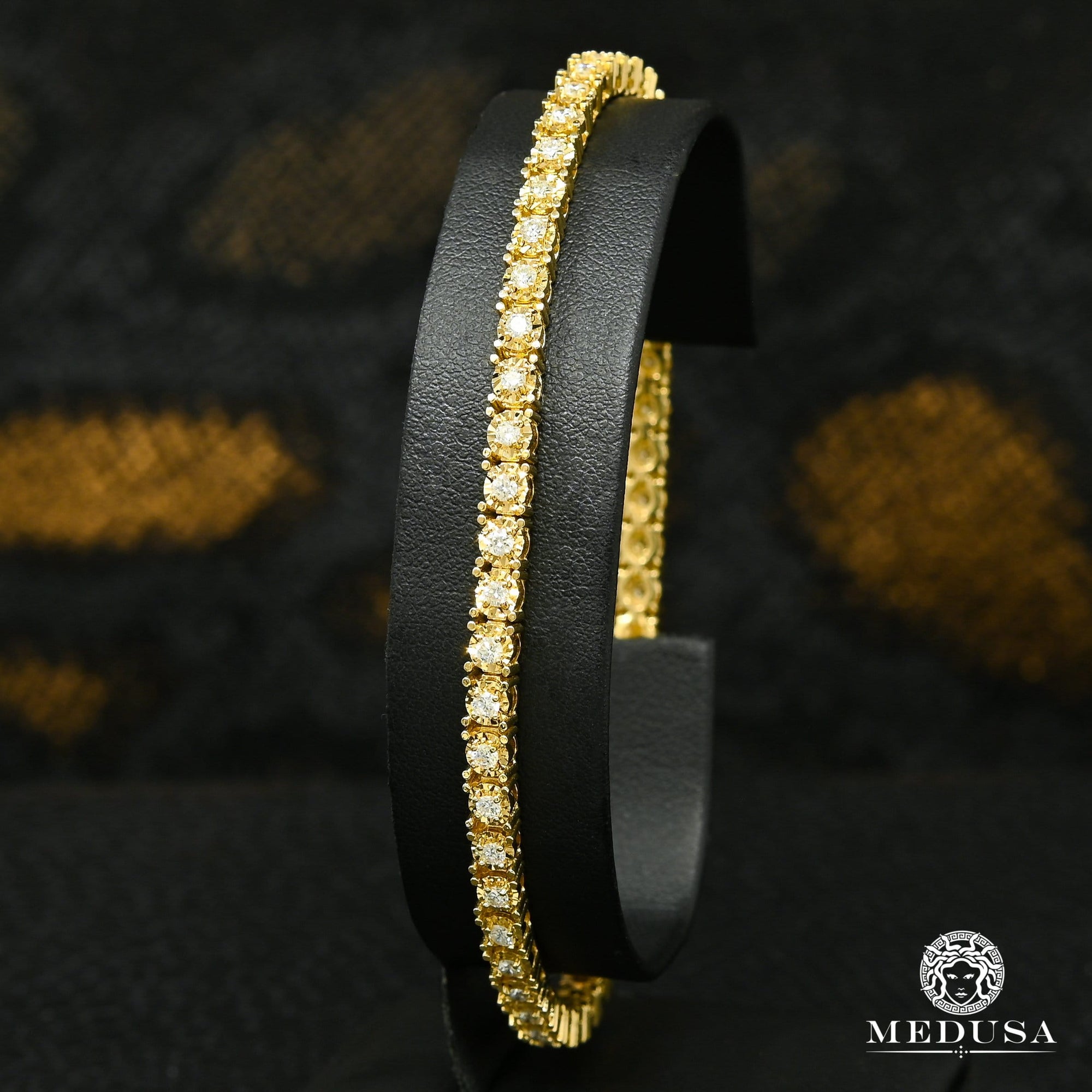 Bracelet à Diamants en Or 10K | Bracelet Homme 4mm Tennis Invisible Diamant Or Jaune