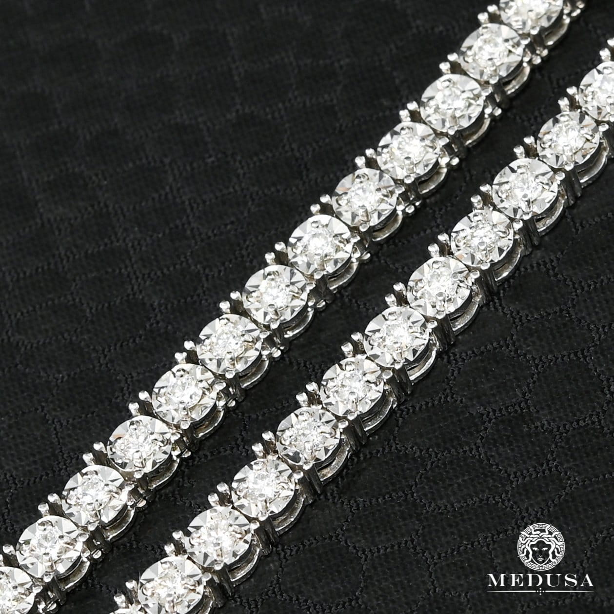 Chaîne à Diamants en Or 10K | Chaîne Tennis 4mm Tennis Invisible Prong Or Blanc