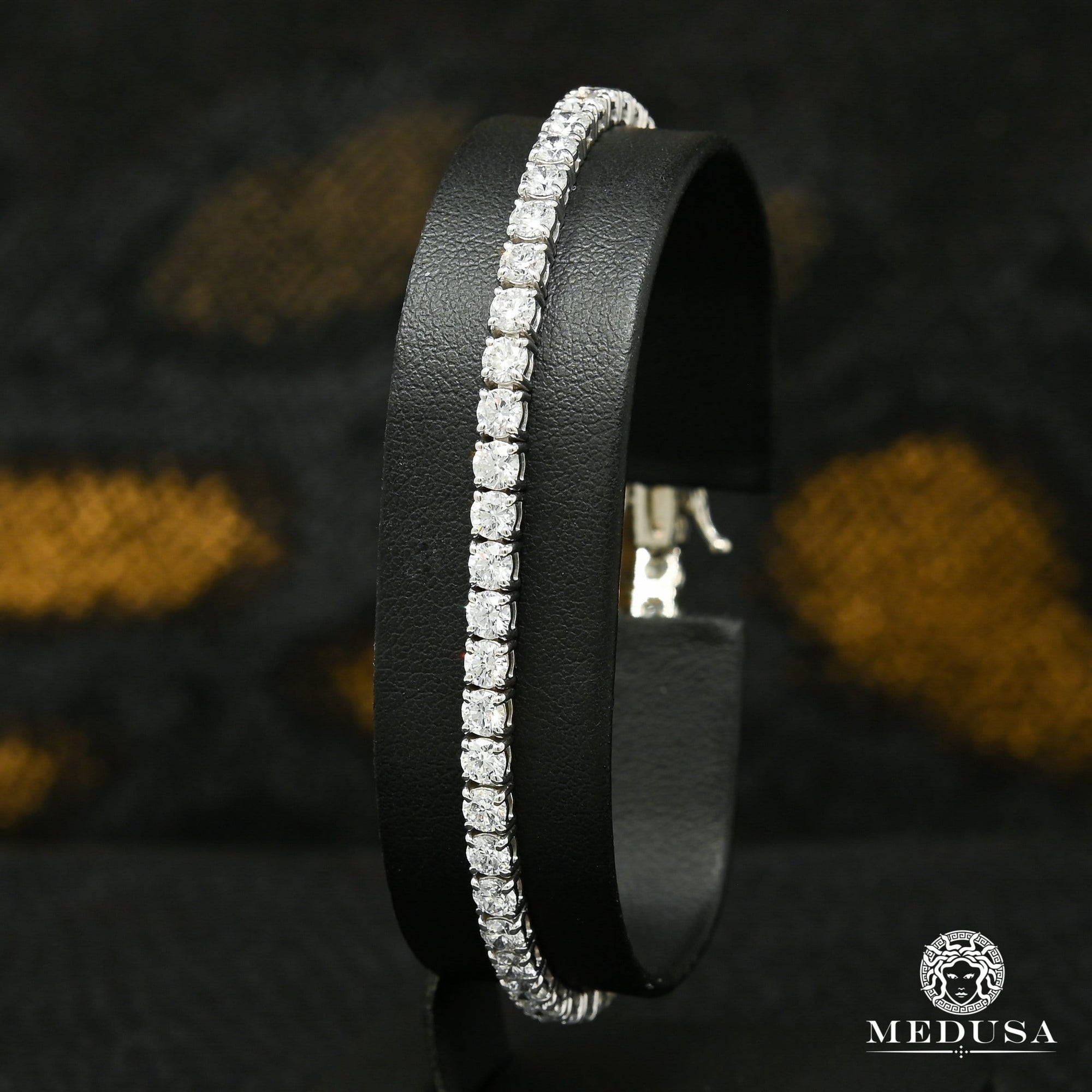 Bracelet à Diamants en Or 14K | Bracelet Homme 4mm Tennis Or Blanc 15PT Diamant Or Blanc