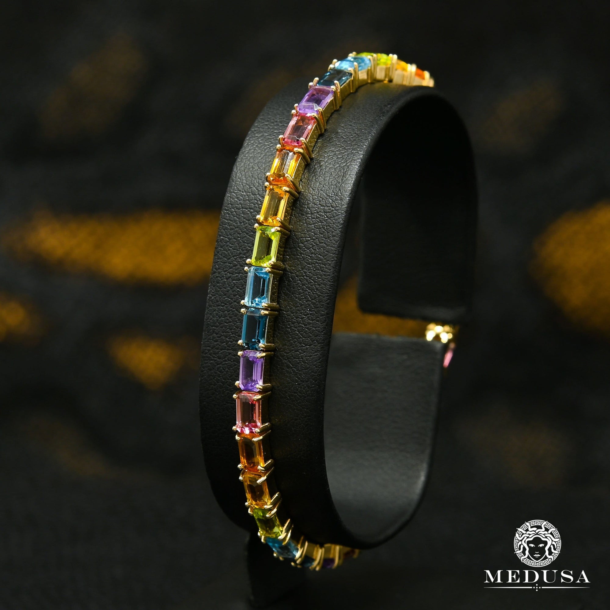 Bracelet à Diamants en Or 10K | Bracelet Homme 4mm Tennis Rainbow Or Jaune